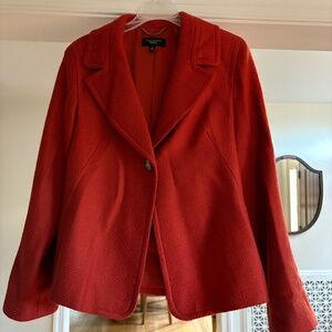 Talbots Pumpkin Orange Wool Single Button Notched Lapel Blazer Jacket